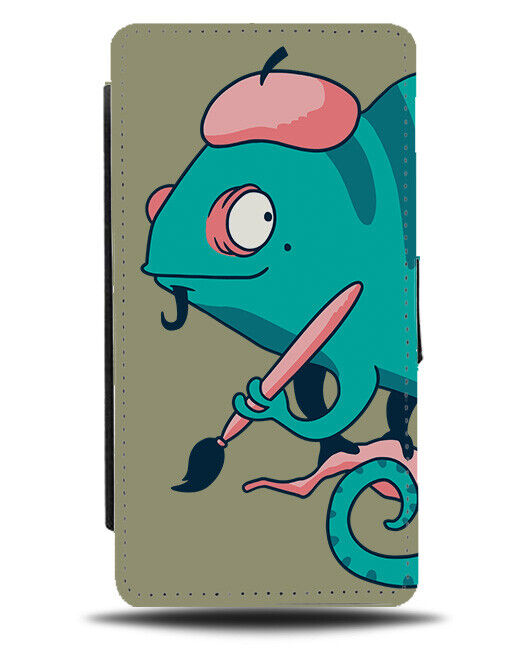 Chameleon Artist Flip Wallet Case Painter Drawing Art Funny Novelty Lizard K227