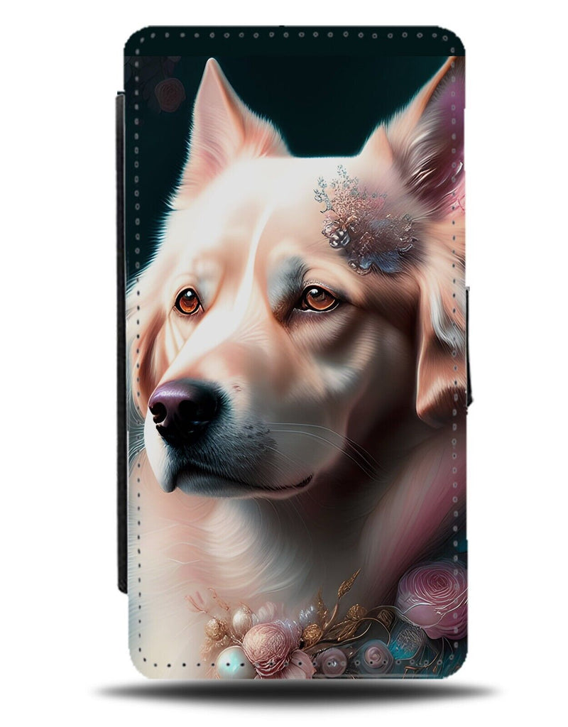Stylish Golden Retriever Flip Wallet Case Dog Beautiful Art Print White AD80