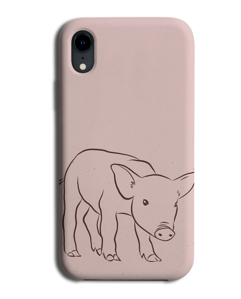 Pig Drawing Picture Phone Case Cover Sketch Sketched Photo Outline Shape K017