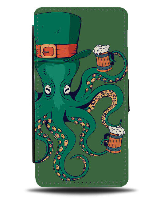 Drunk Irish Octopus Flip Wallet Case St Patricks Day Beer Beers Green J863